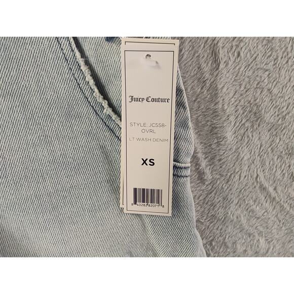 Juicy Couture Short Overalls Womens Size Extra Small Blue Denim Light Wash - Picture 7 of 11
